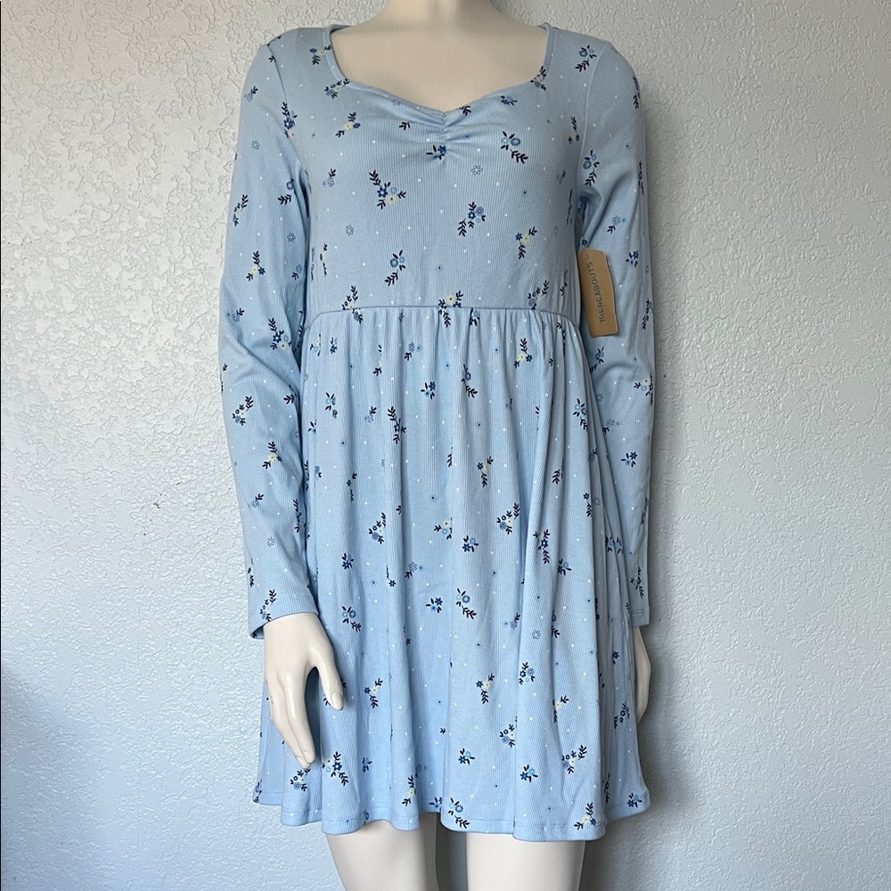 Thereabouts ❄️ Blue Floral Dress NWT Girls XL 16 Cozy Winter Vibes
